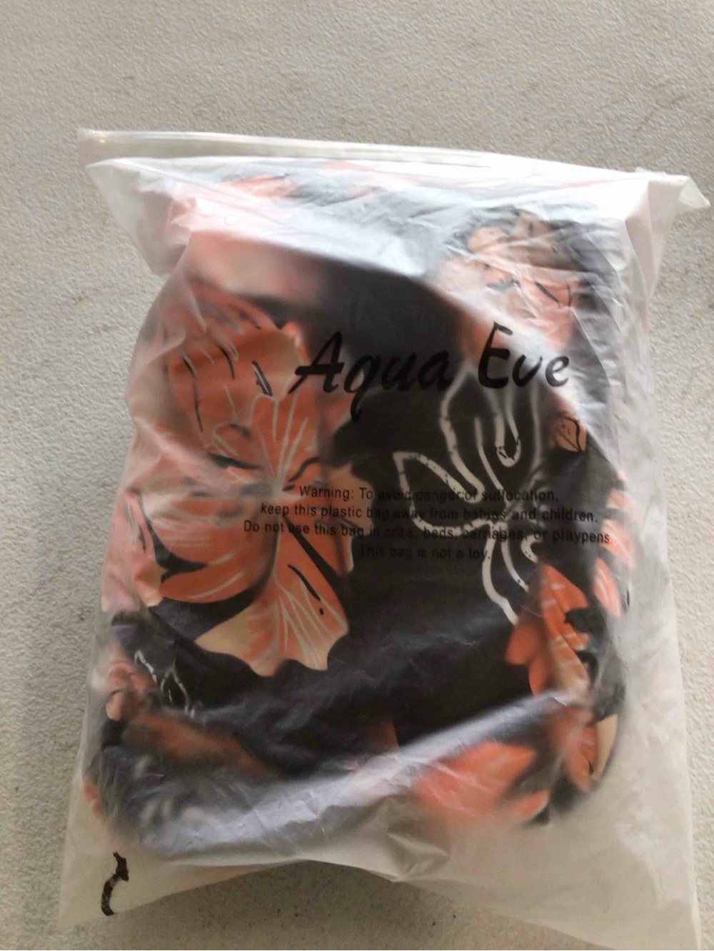 Aqua Eve Tropical Floral One-Piece Swimsuit in Black Coral 16 W Tummy Control - Picture 3 of 3